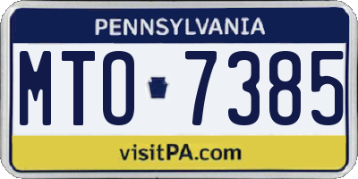PA license plate MTO7385