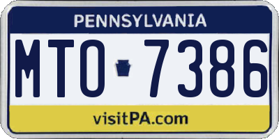 PA license plate MTO7386