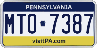 PA license plate MTO7387