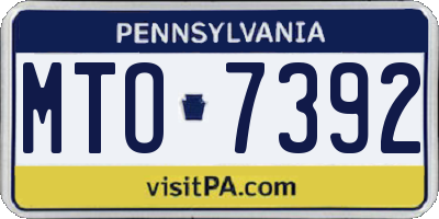 PA license plate MTO7392