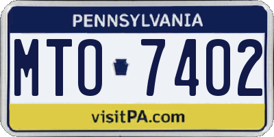 PA license plate MTO7402