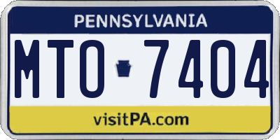 PA license plate MTO7404
