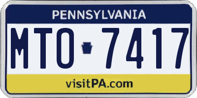 PA license plate MTO7417