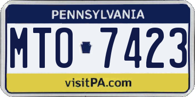 PA license plate MTO7423
