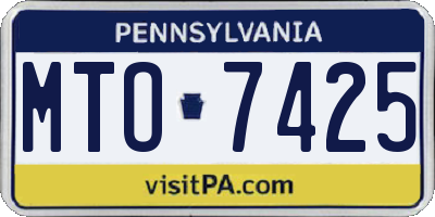 PA license plate MTO7425