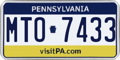 PA license plate MTO7433