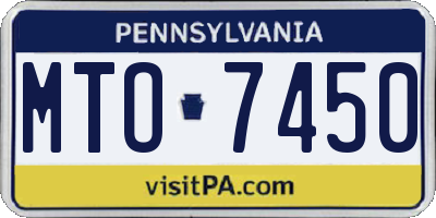 PA license plate MTO7450