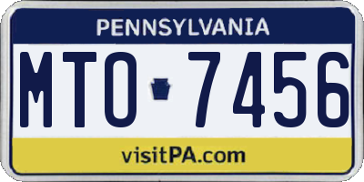 PA license plate MTO7456