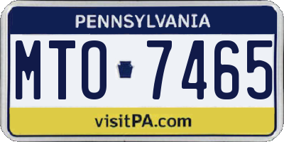 PA license plate MTO7465