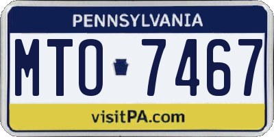 PA license plate MTO7467