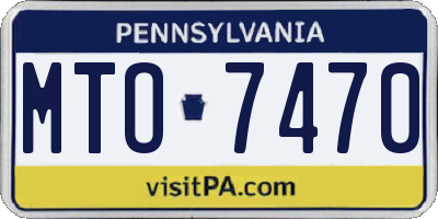 PA license plate MTO7470