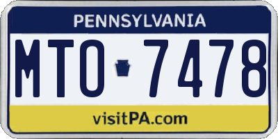 PA license plate MTO7478
