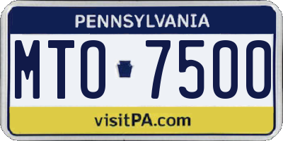 PA license plate MTO7500