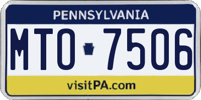 PA license plate MTO7506