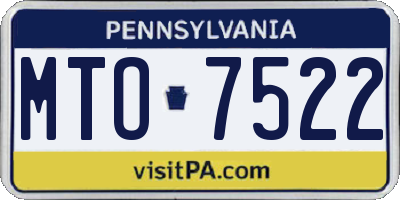 PA license plate MTO7522