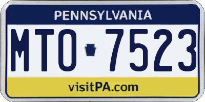 PA license plate MTO7523