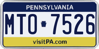 PA license plate MTO7526