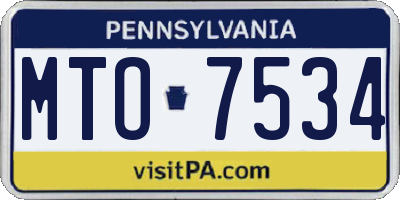 PA license plate MTO7534