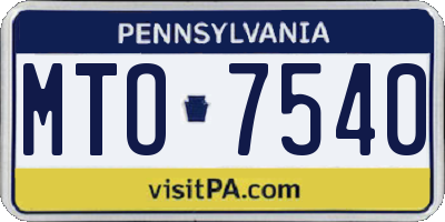 PA license plate MTO7540