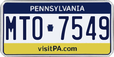 PA license plate MTO7549