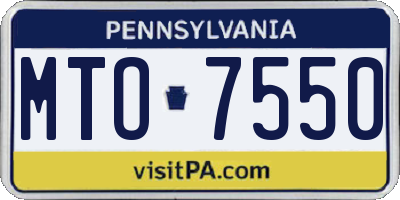 PA license plate MTO7550