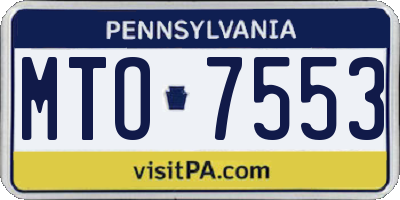 PA license plate MTO7553