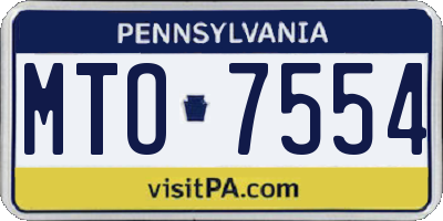 PA license plate MTO7554