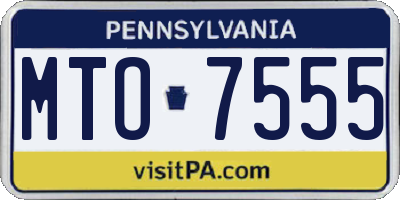 PA license plate MTO7555