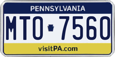 PA license plate MTO7560