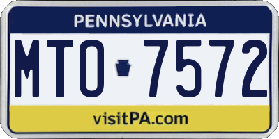 PA license plate MTO7572