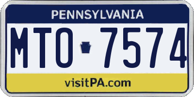 PA license plate MTO7574