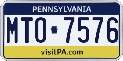 PA license plate MTO7576