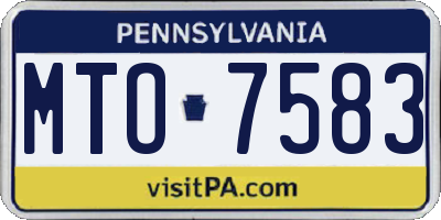 PA license plate MTO7583