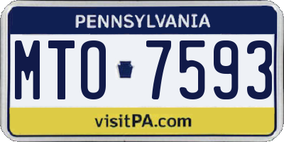 PA license plate MTO7593