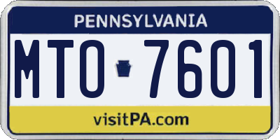 PA license plate MTO7601