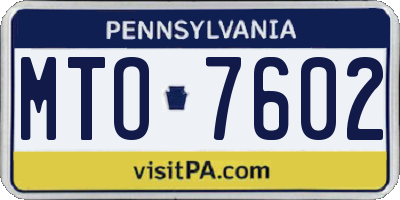 PA license plate MTO7602