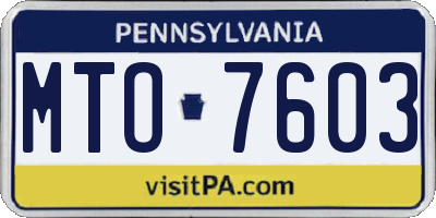 PA license plate MTO7603
