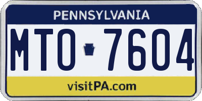 PA license plate MTO7604