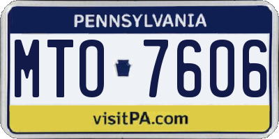 PA license plate MTO7606