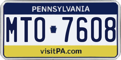 PA license plate MTO7608