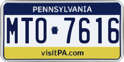 PA license plate MTO7616