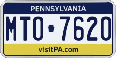 PA license plate MTO7620