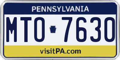 PA license plate MTO7630