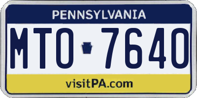 PA license plate MTO7640