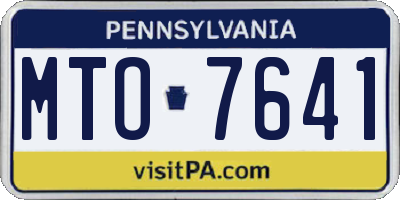 PA license plate MTO7641