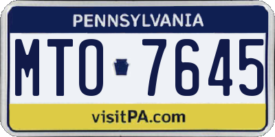 PA license plate MTO7645