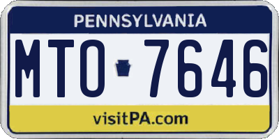 PA license plate MTO7646