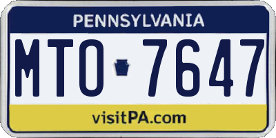 PA license plate MTO7647