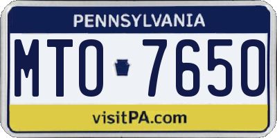 PA license plate MTO7650