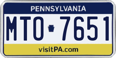 PA license plate MTO7651